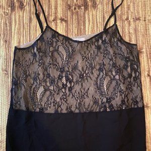 LOFT - Women's Dressy Tank Top - Black Lace Overlay